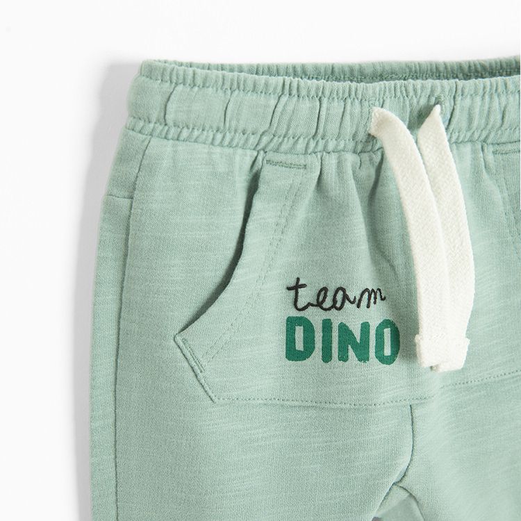 Light blue jogging pants with dinosaur's scales on the side