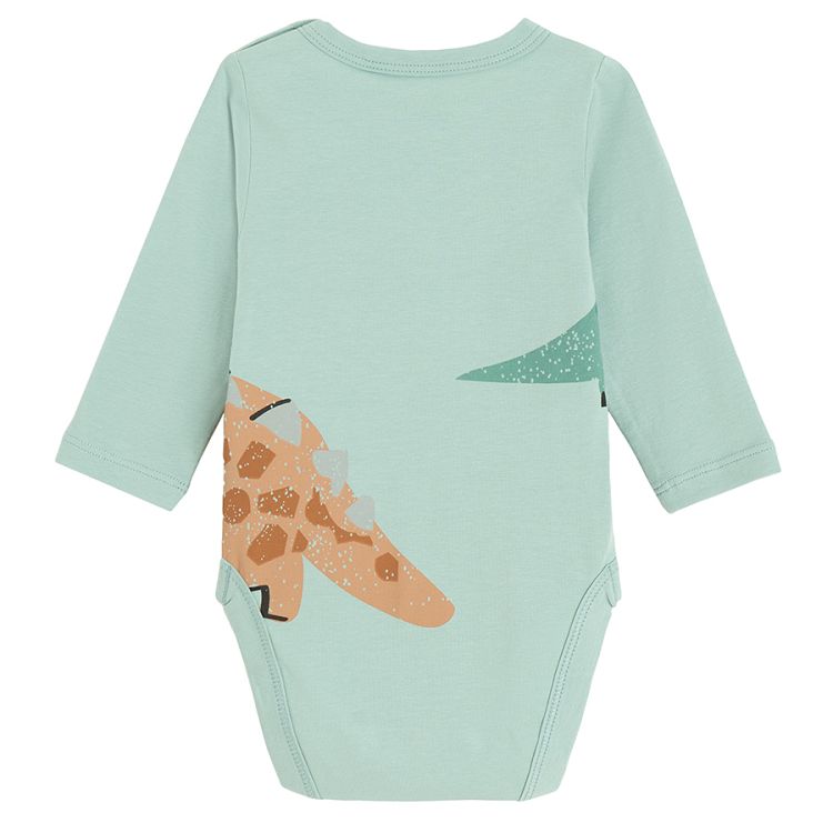 Green long sleeve bodysuit with dinosaurs print