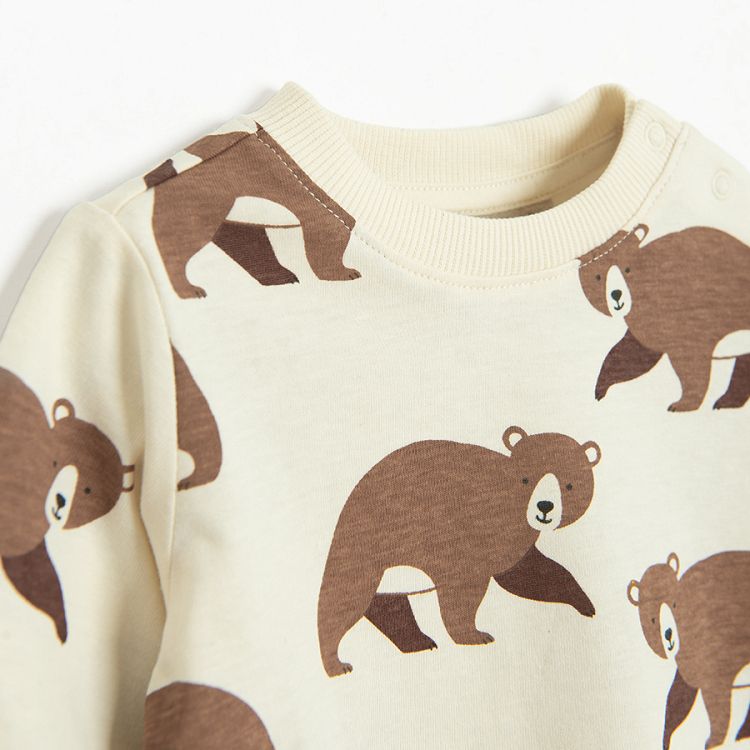 Beige blouse with bears print