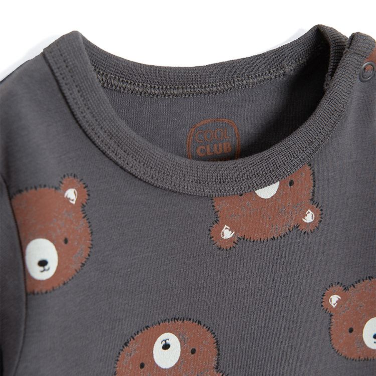 Brown long sleeve bodysuit with bears print