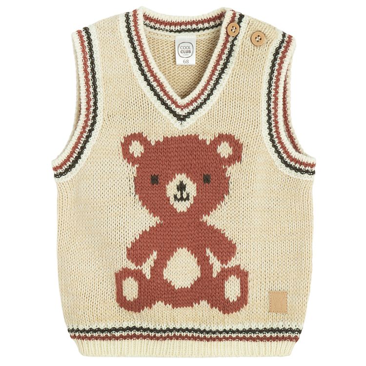 Ecru vest with bear print