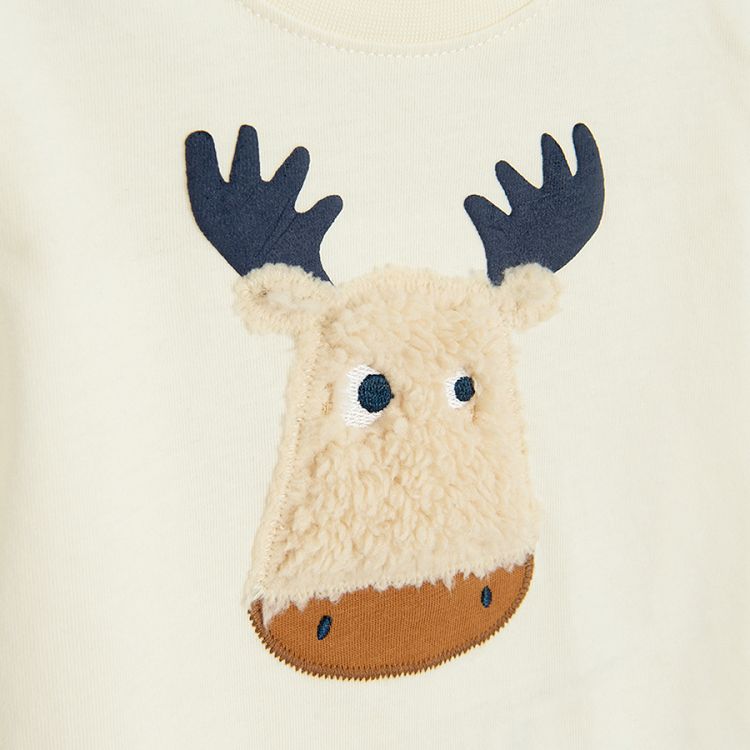 Ecru blousewith raindeer print