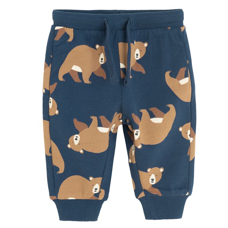 Blue with bears print jogging set, sweatshirt and jogging pants- 2 pieces