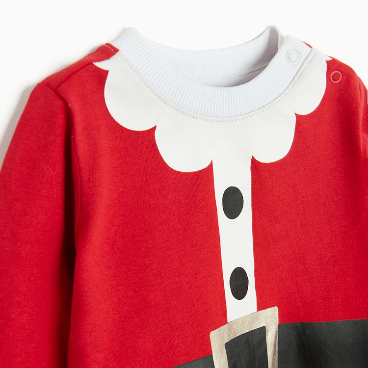 Red long sleeve blouse in Santa Claus pattern