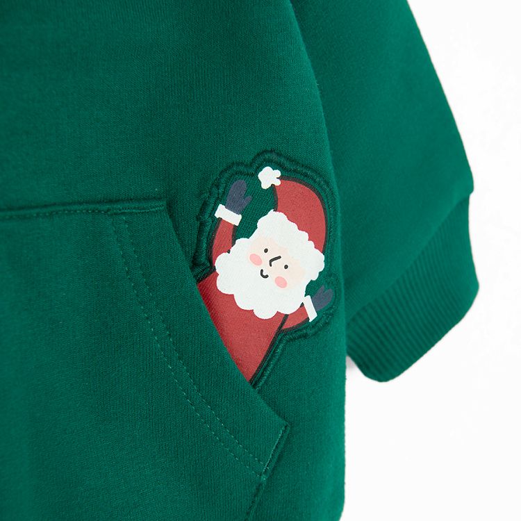 Green zip through sweatshirt with raindeer and Santa print