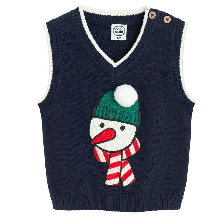 Blue vest with snowman print