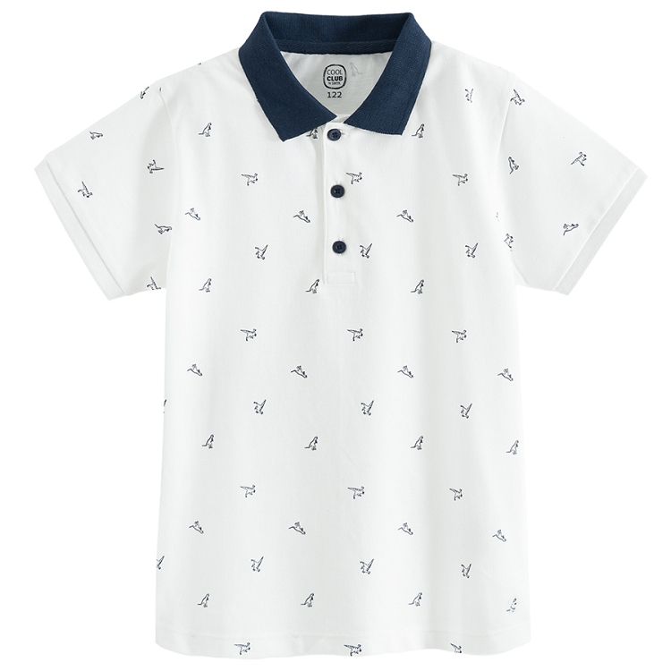 White Polo T-shirt with blue finishes