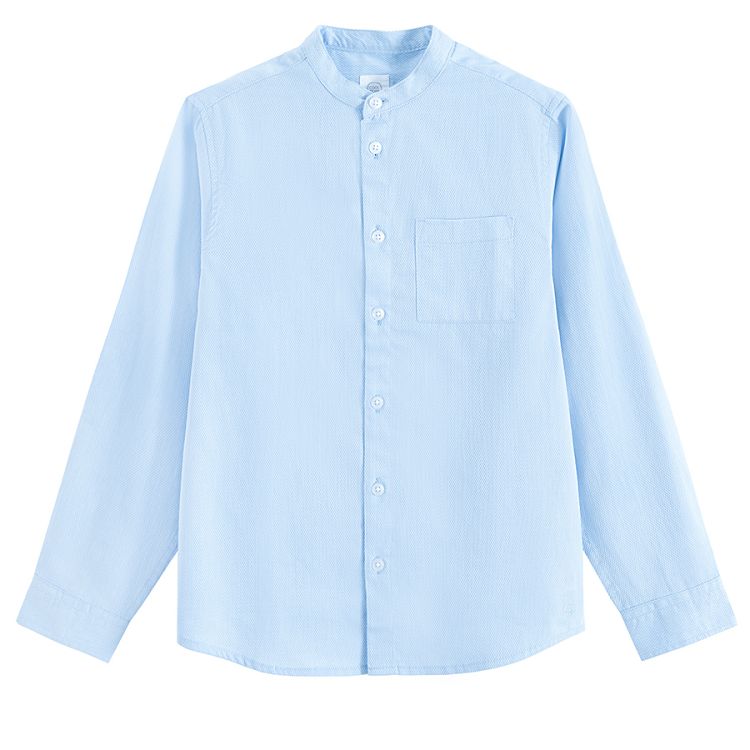 Blue button down classi shirt with Mao collar