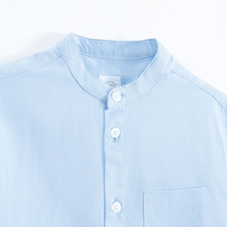 Blue button down classi shirt with Mao collar