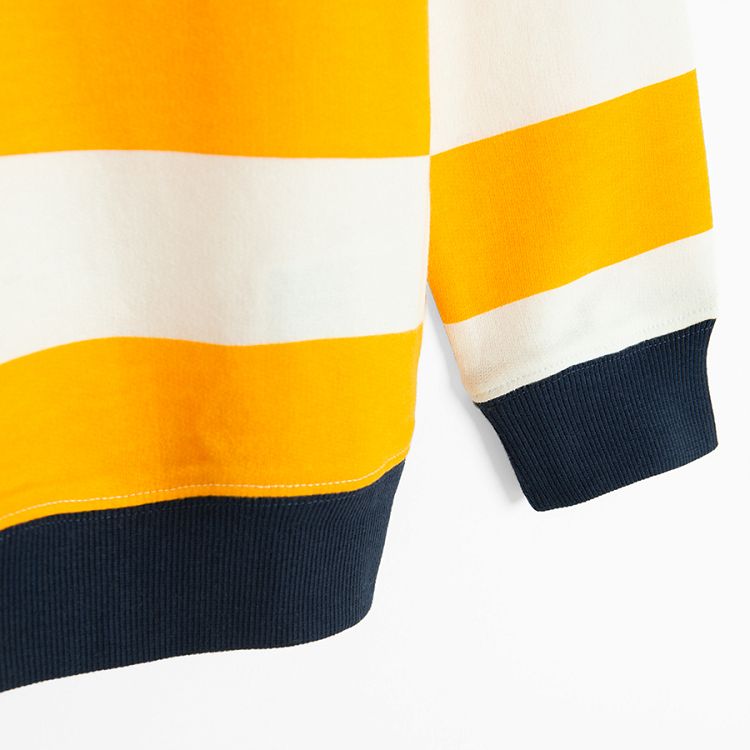 Yellow and white stripes sweatshirt with A print