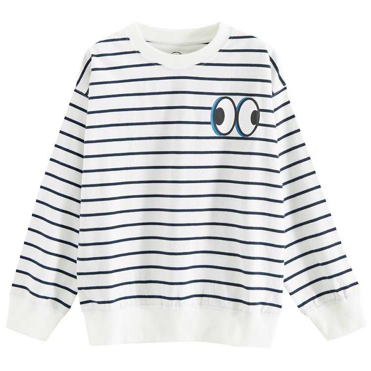 Blue and white stripes sweatshirt