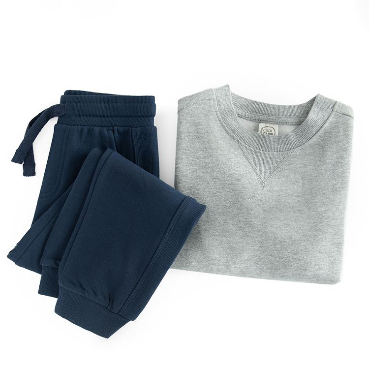 Grey sweatshirt and blue jogging pants set- 2 pieces