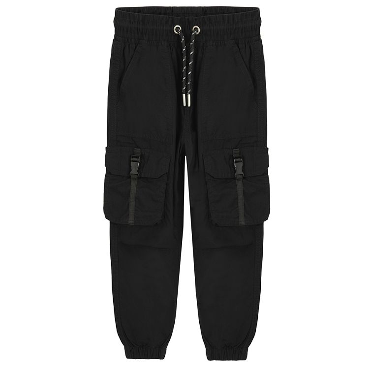 Dark grey cargo trousers with side pockets