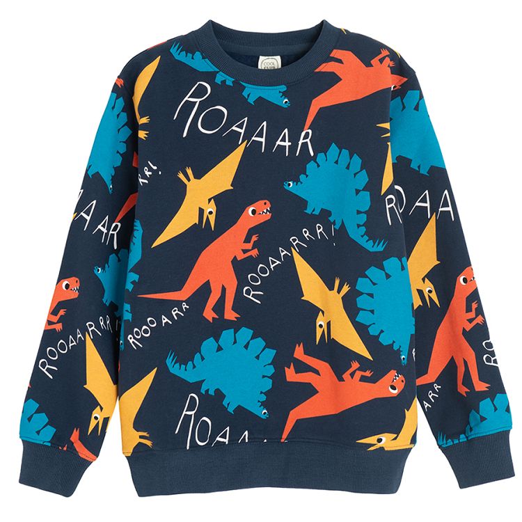 Blue sweatshirt with dinosaurs print