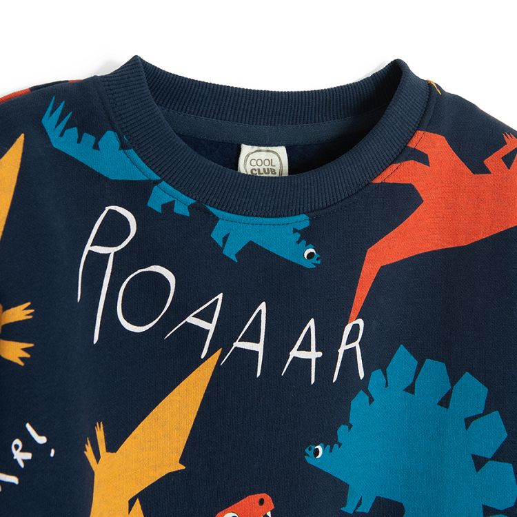 Blue sweatshirt with dinosaurs print