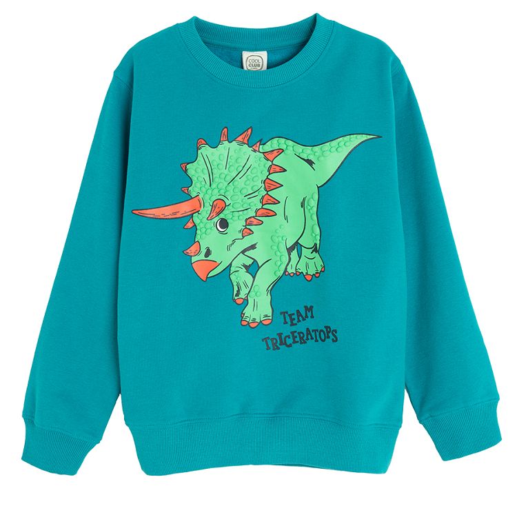 Blue sweatshirt with dinosaur print