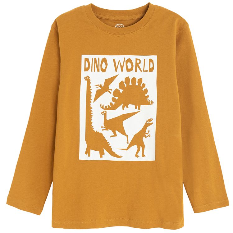 Brown blouse with Dino World print