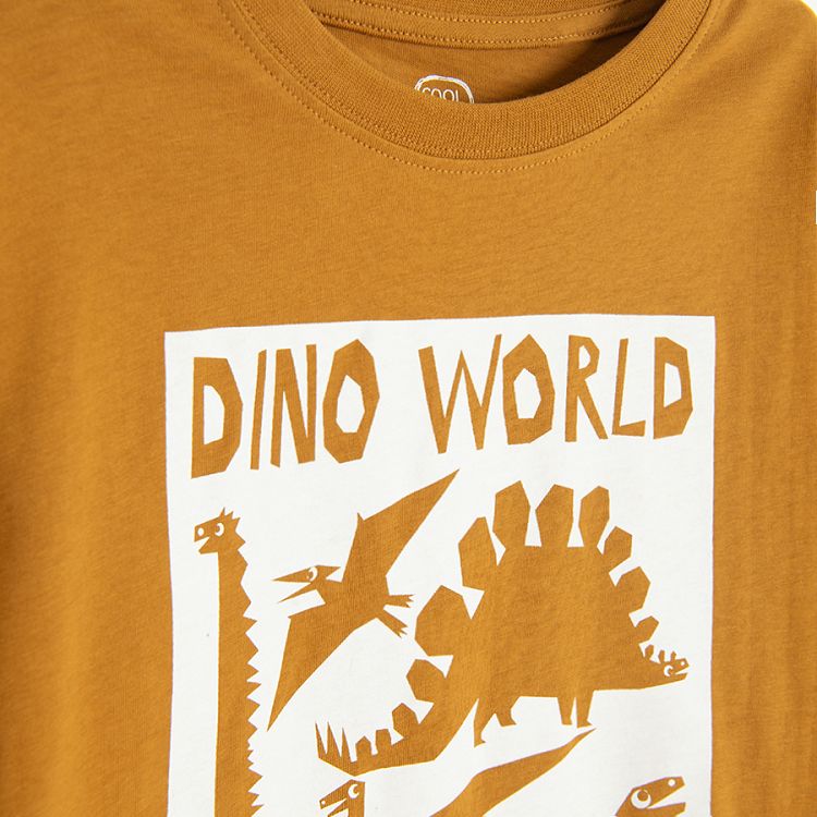 Brown blouse with Dino World print