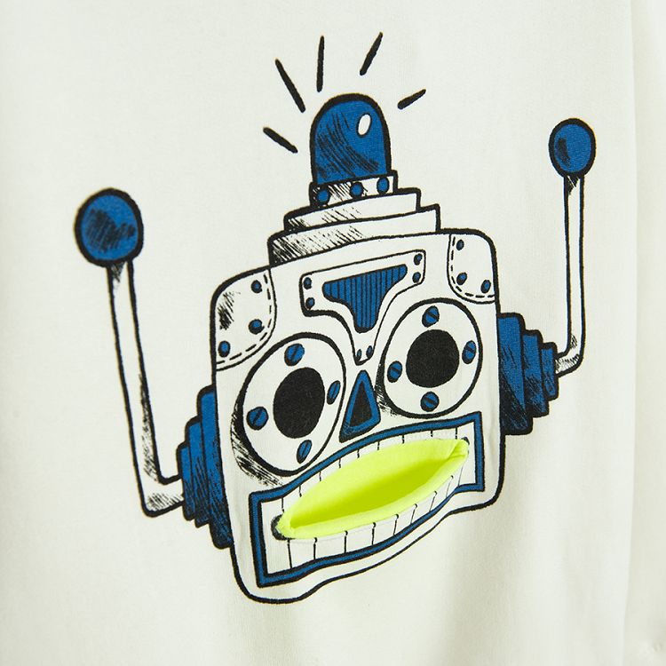 White sweatshirt with robot print