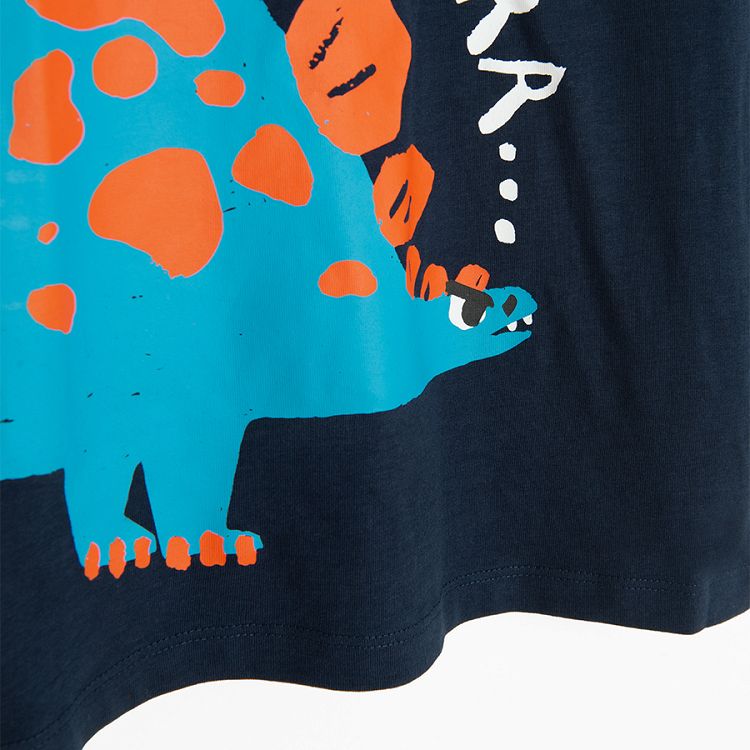 Blue blouse with dinosaur print