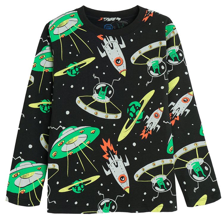 Black and green blouses with space print- 2 pack