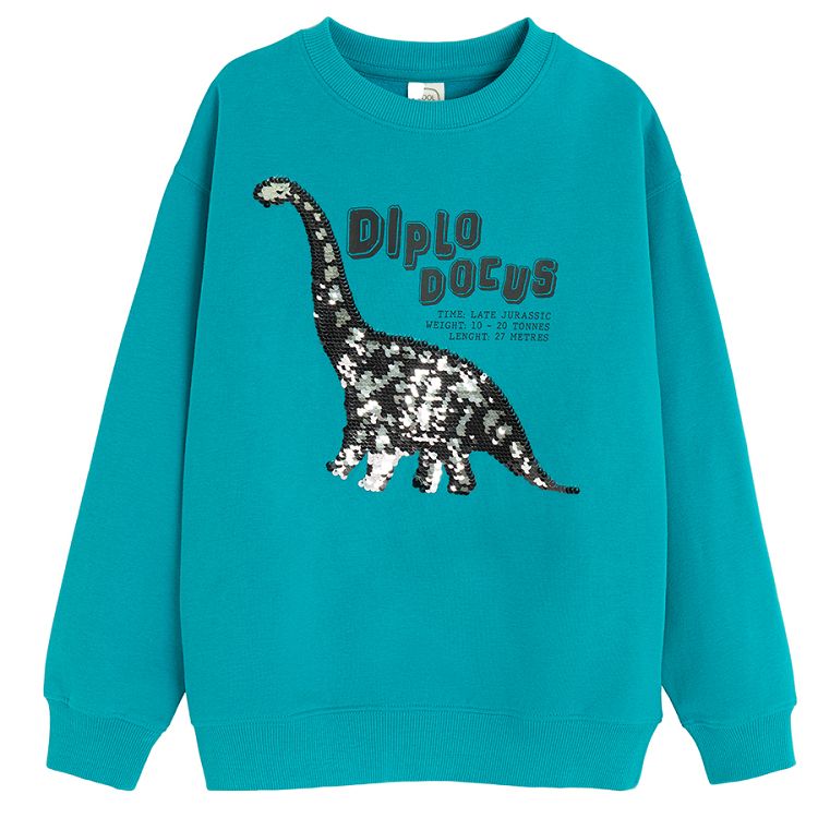 Blue sweatshirt with dinosaur print