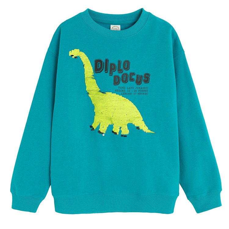 Blue sweatshirt with dinosaur print