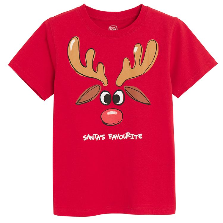 Red T-shirt with raindeer print