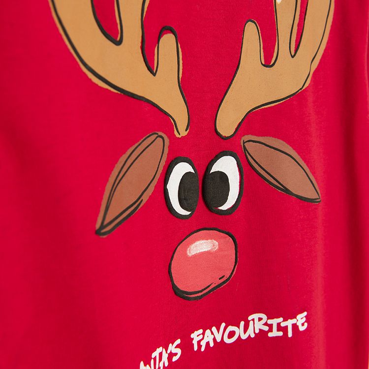 Red T-shirt with raindeer print