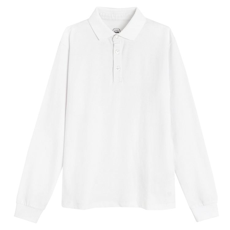 White long sleeve polo blouse