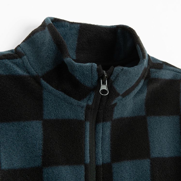 Black and grey checked zipped sweatshirt