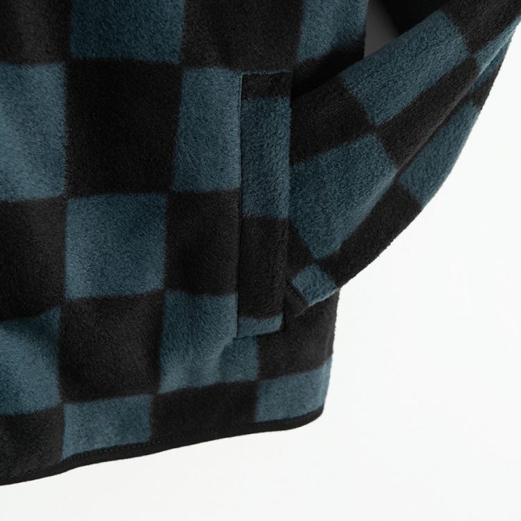 Black and grey checked zipped sweatshirt