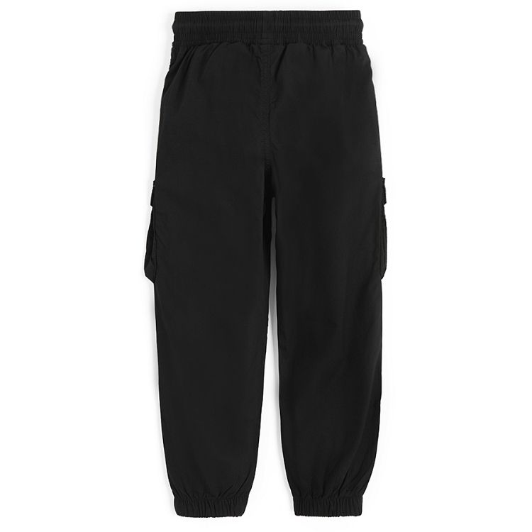 Black cargo trousers with side pockets