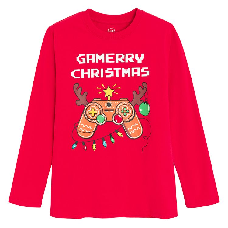 Red blouse with GAMERY CHRISTMAS print