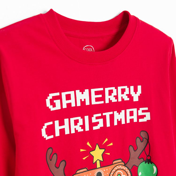 Red blouse with GAMERY CHRISTMAS print