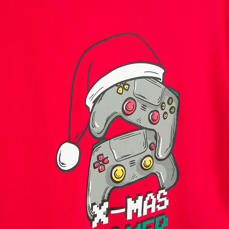 Red T-shirt with Xmas Gamer print