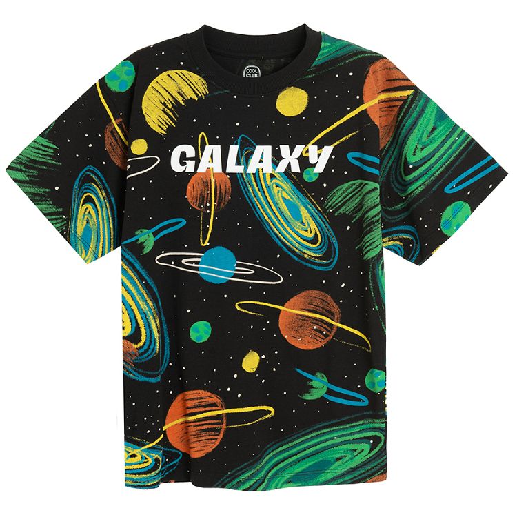 חולצת טריקו שחורה עם הדפס 'GALAXY'