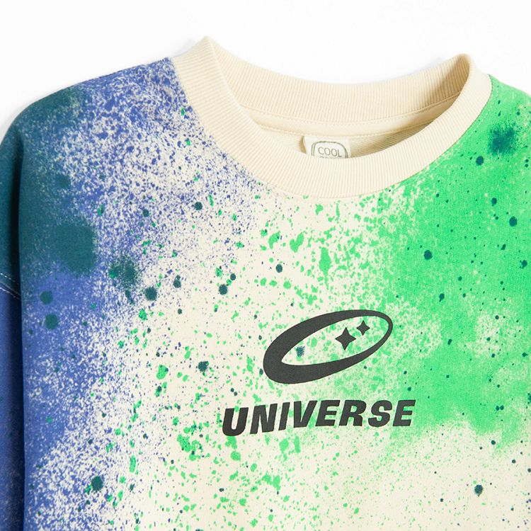 Green and purple paint splash sweatshirt