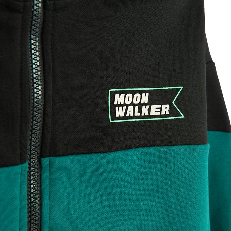 Green and black zip through hooded sweatshirt