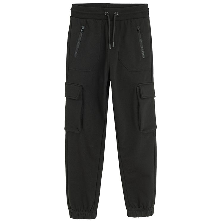 Black cargo style jogging pants