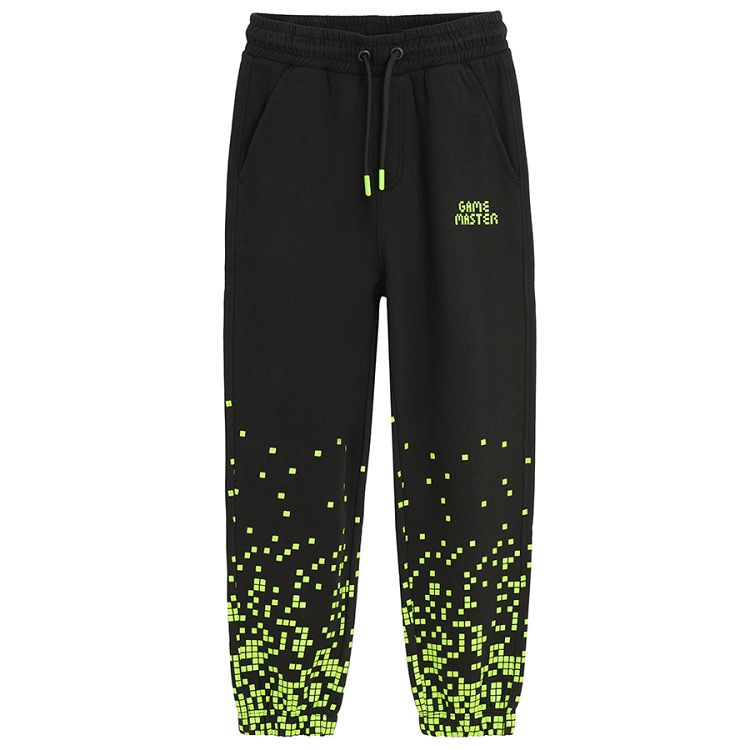 Black with fluo green jogging pants