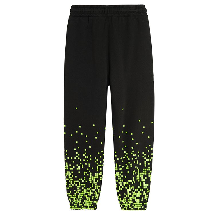 Black with fluo green jogging pants