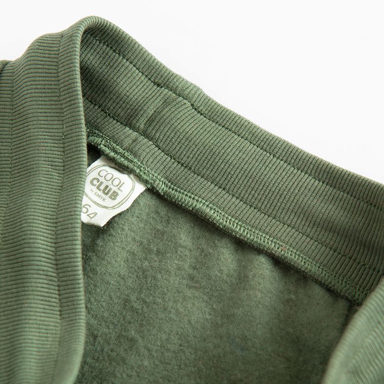 Khaki jogging pants with external side pockets