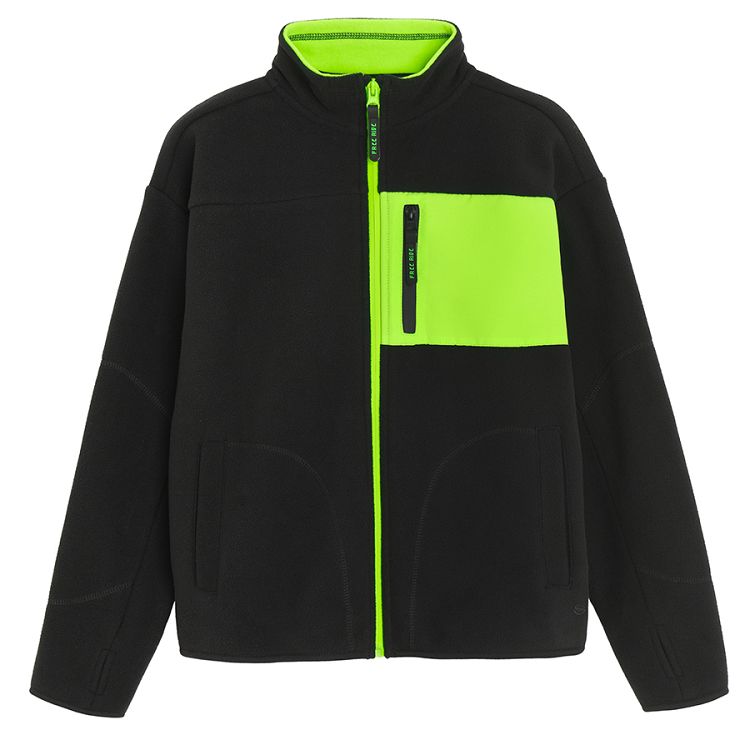 Black with fluo yellow zip through sweatshirt