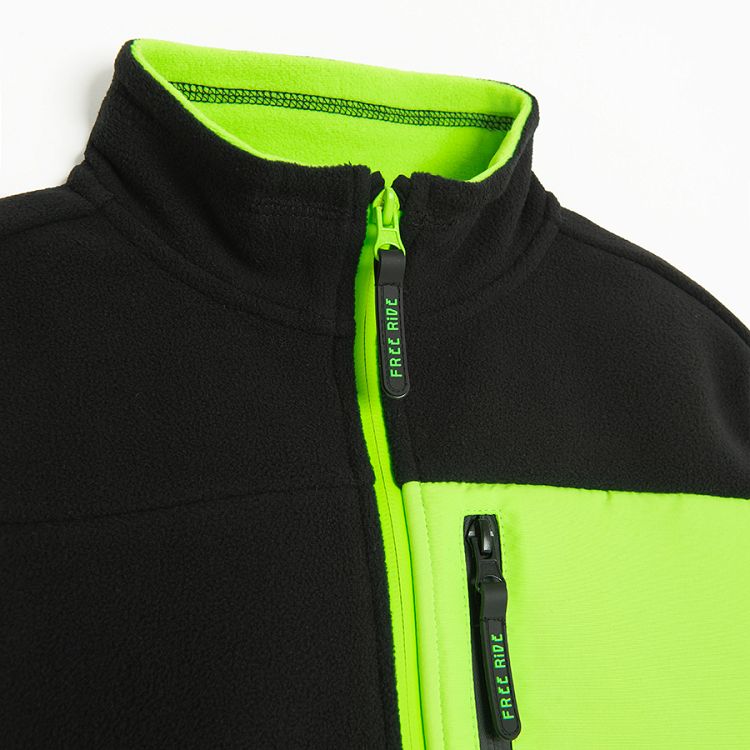 Black with fluo yellow zip through sweatshirt