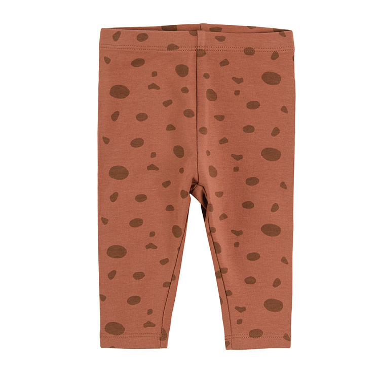 Brown with tiger print polka dot and pink with tiger print leggings 3-pack