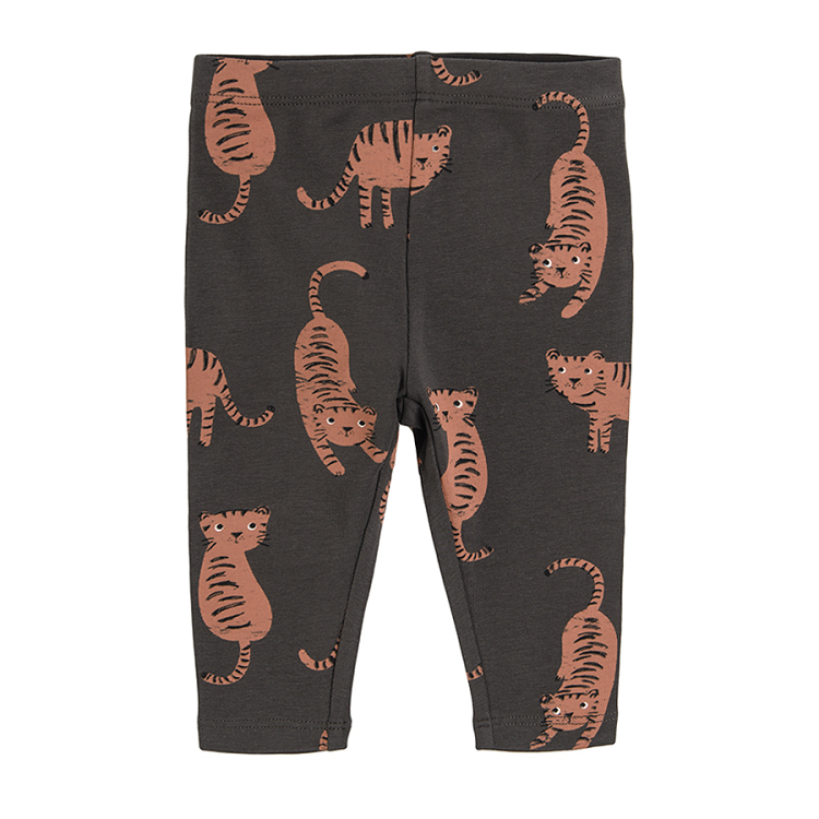 Brown with tiger print polka dot and pink with tiger print leggings 3-pack