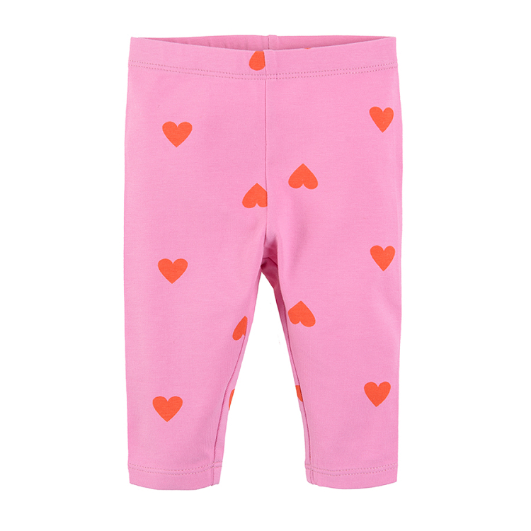 Pink leggings with hearts print