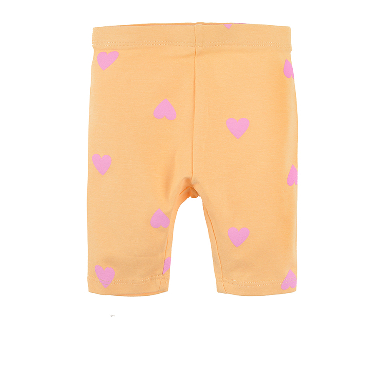 Pink violet yellow with hearhts leggings 3-pack