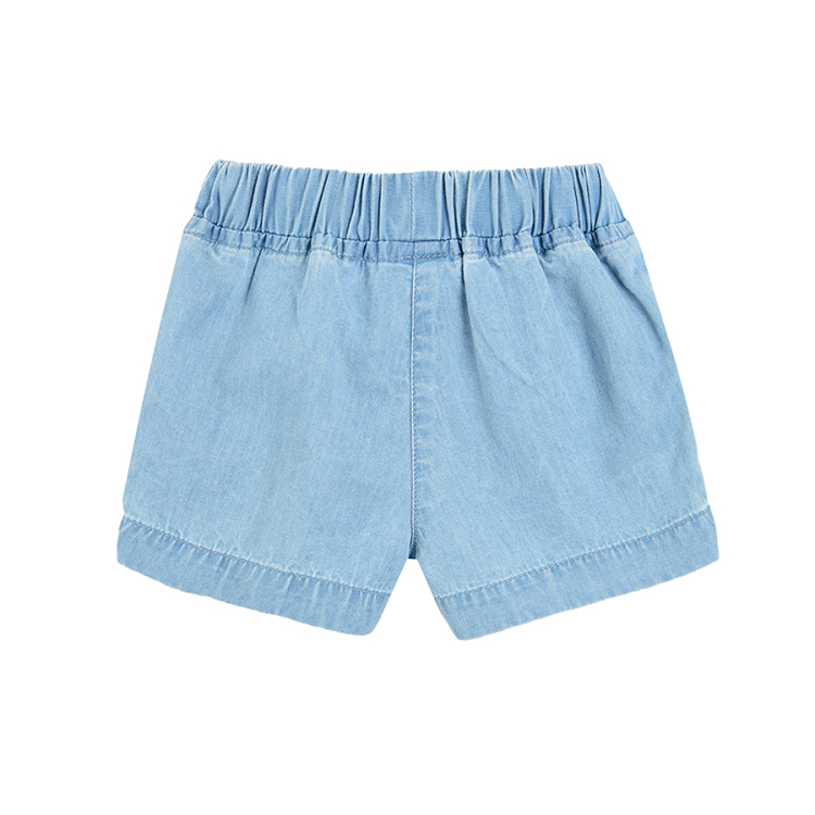 Light blue shorts with elastic waist and bow